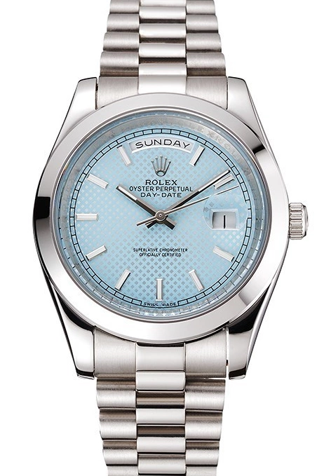 Aaa replica watch 40 Blue Case Ice Bracelet Dial Steel And Stainless Rolex Date Day 0618